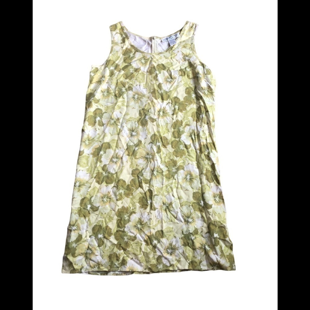 VTG Pineapple Moon 100% SILK Jane Hawaiian Dress A-Line Shift Sleeveless M
